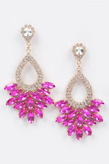 Just Look Rhinestone Earrings - Pink