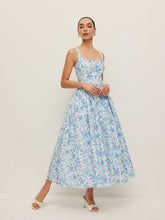 Square-Neck Printed Dress With Pockets
