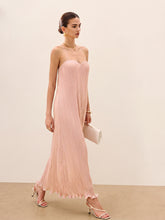 Strapless Pleated Maxi Dress
