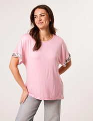 Sequin Trim Oversized Top