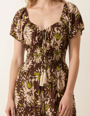 Shirred Waist Wide Leg Jumpsuit