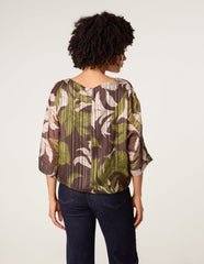 Tie Knit Metallic Chiffon Top