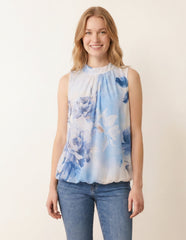 Sleeveless High Neck Puffball Blouse