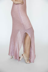 Elara Blush Shimmer Maxi Dress