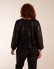 Curve Sequin Batwing Blouse