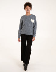 Embellished Heart Knit Jumper