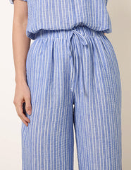 Tie Waist Stripe Wide Leg Trousers