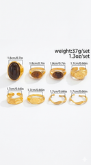 Enduring Lux Retro 8 Piece Rings Set - Gold