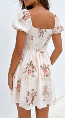 Juliette Floral Corset Mini Dress - Cream Beige Multi
