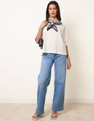 Hem Wide Leg Soft Jeans