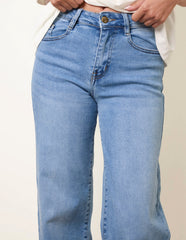 Hem Wide Leg Soft Jeans