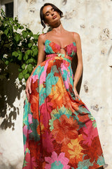 Taking It Maxi Dress - Orange Multi