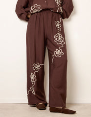 Floral Embroidery Trousers
