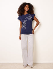 T-Shirt With Floral Embroidery