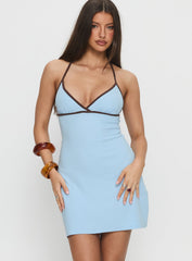Baseline Halter Rib Mini Dress Blue / Brown