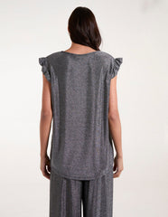 Frill Sleeve Metallic Top