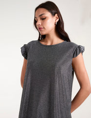 Frill Sleeve Metallic Top