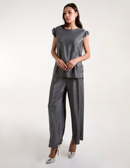 Frill Sleeve Metallic Top