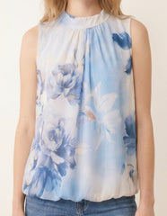Sleeveless High Neck Puffball Blouse