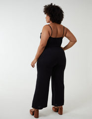 Curve Button Front Strappy Jumpsuit