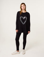 Heart Diamante Oversized Jumper