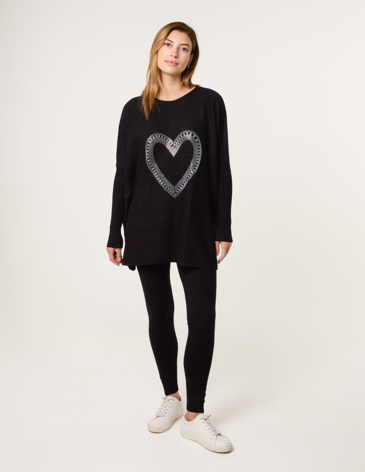 Heart Diamante Oversized Jumper
