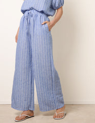 Tie Waist Stripe Wide Leg Trousers