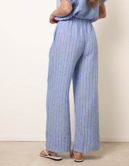Tie Waist Stripe Wide Leg Trousers