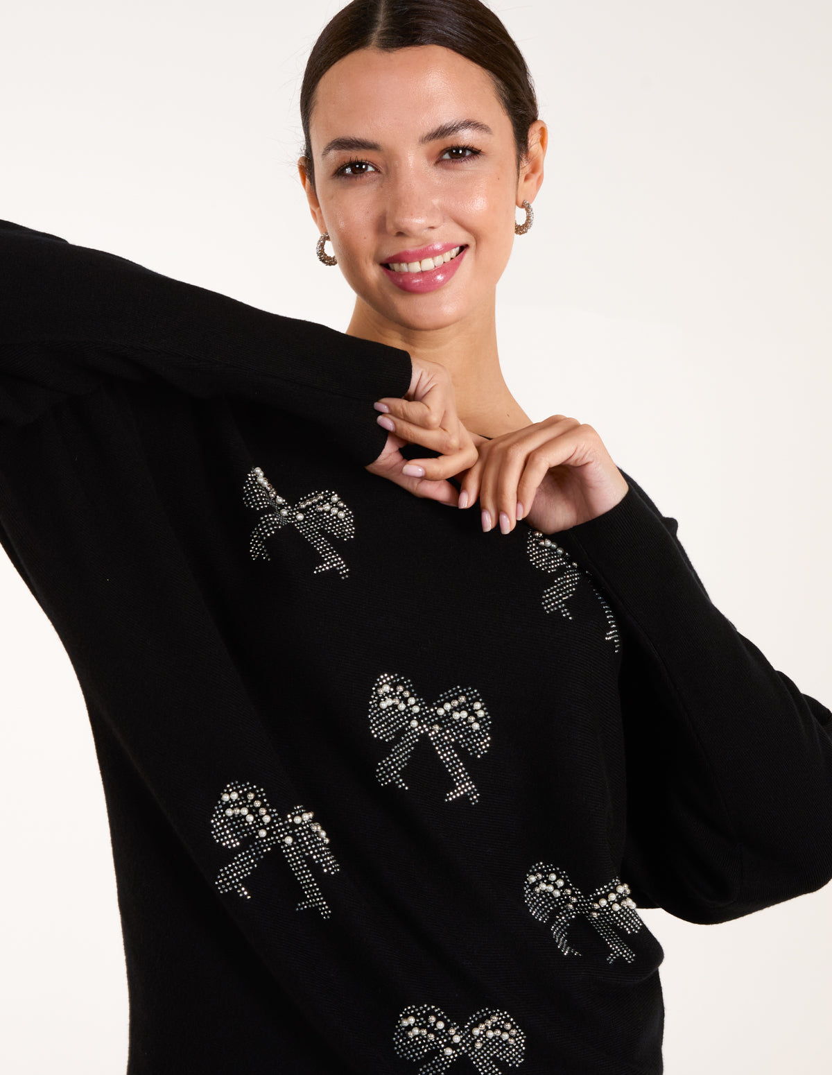Embellished Bows Knitted Jumper