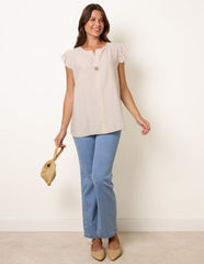 One Button Frill Sleeve Top