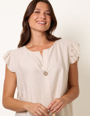 One Button Frill Sleeve Top