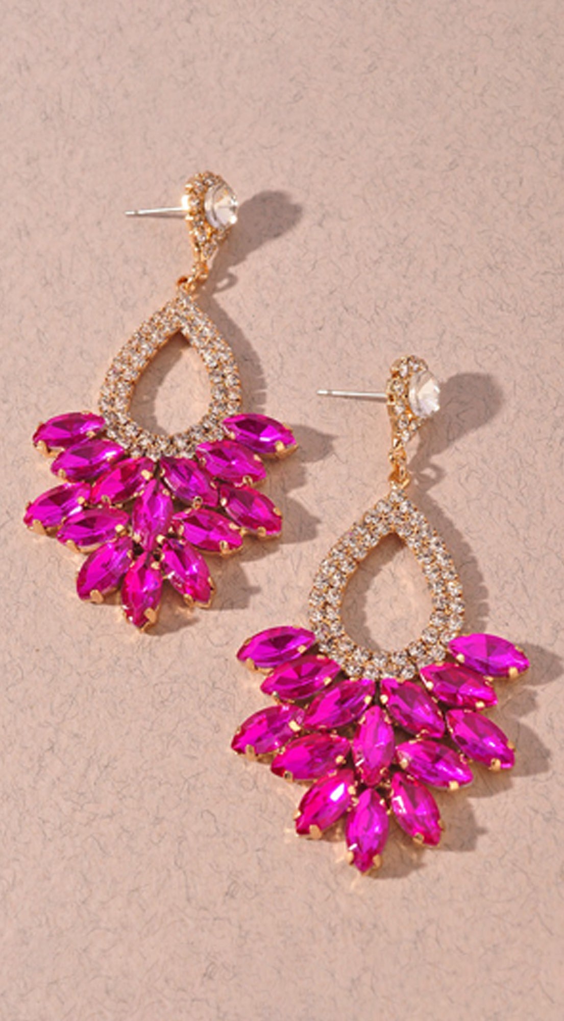 Just Look Rhinestone Earrings - Pink