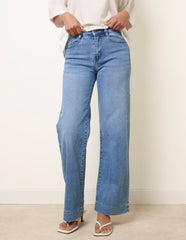 Hem Wide Leg Soft Jeans