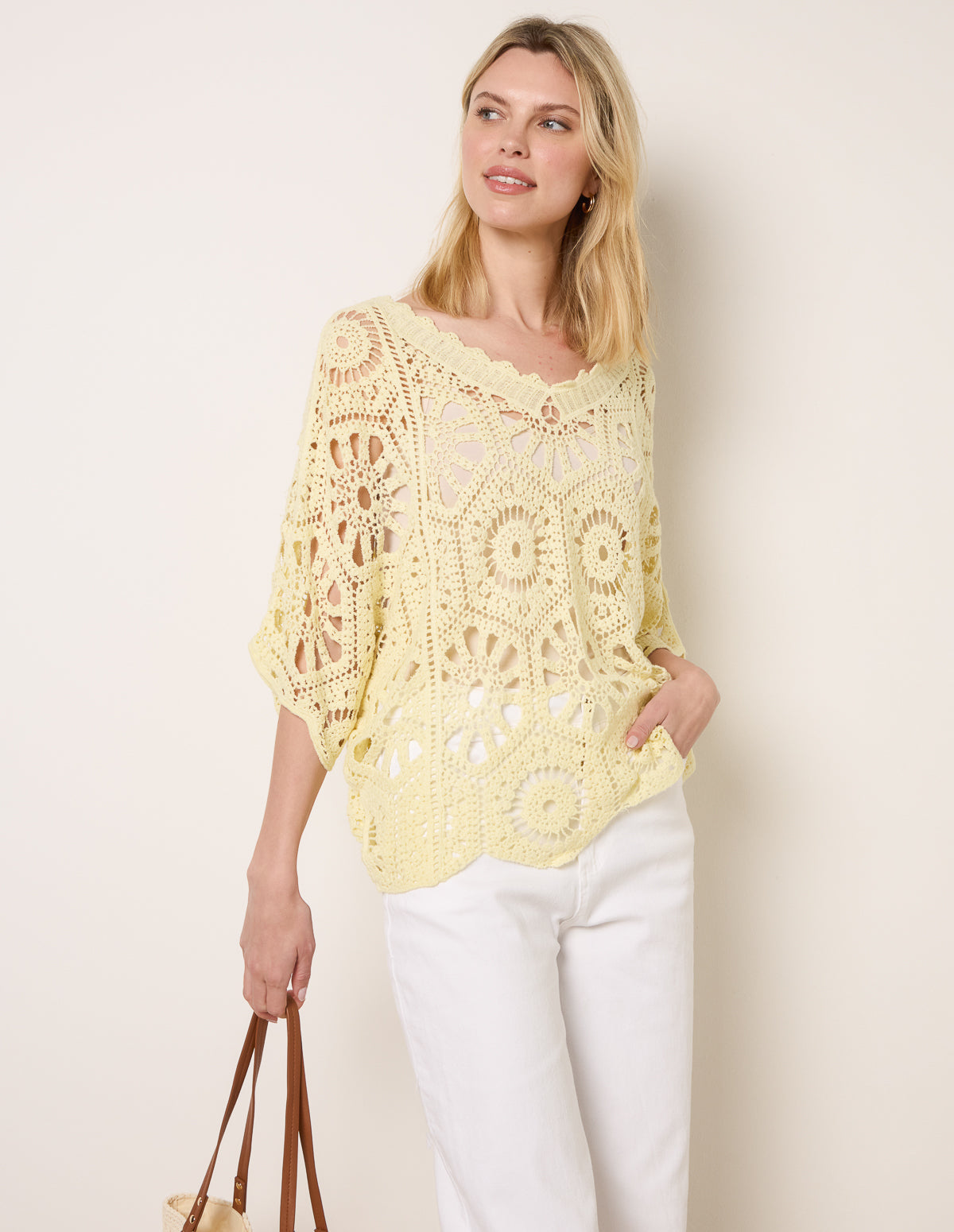 Crochet Detailed Kimono Top